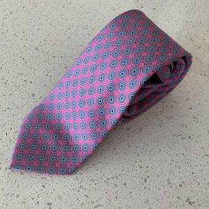 Donald J Trump Signature Collection Pink Blue Octagon Pattern Silk Tie